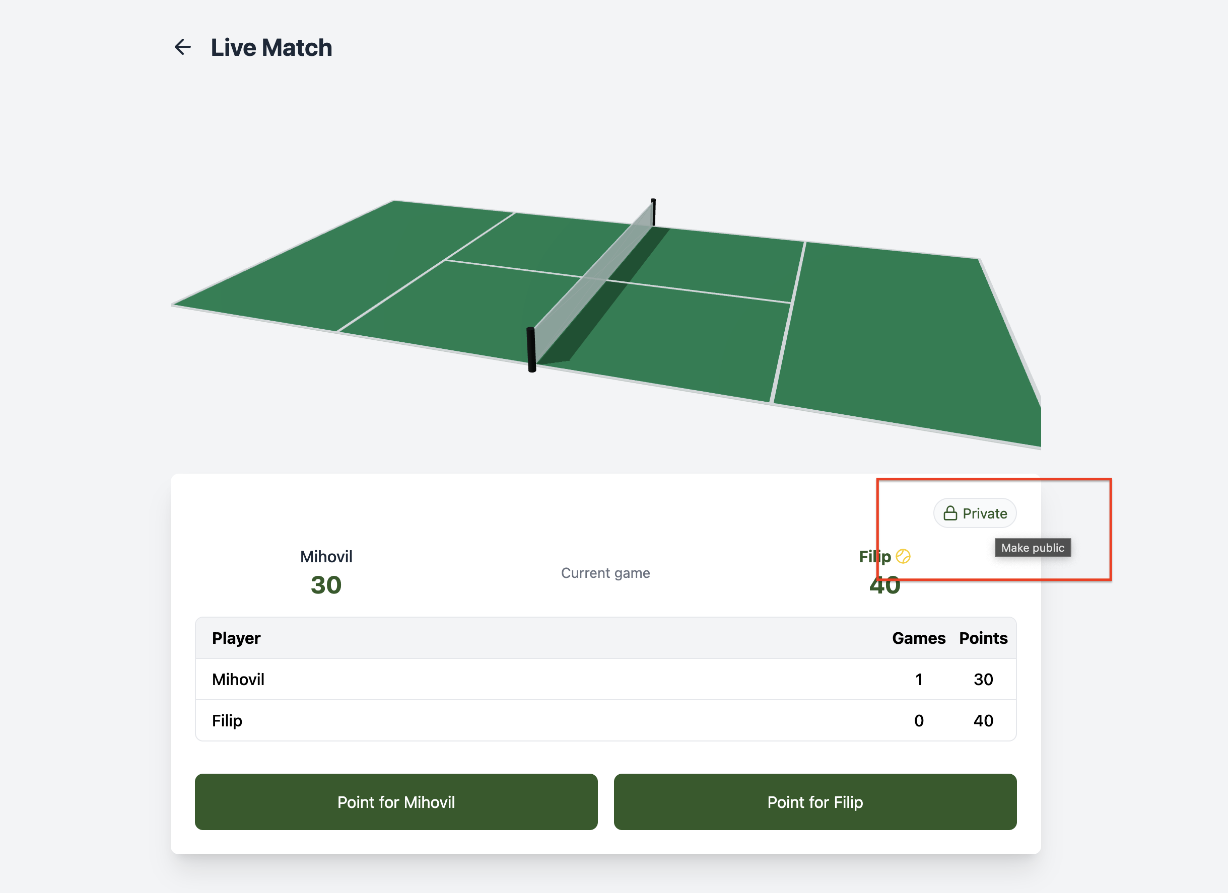 Public/private match toggle